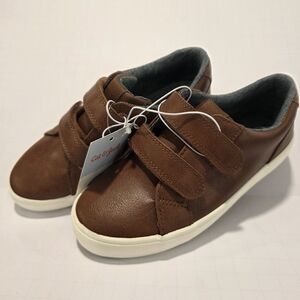 Boys Cat & Jack Brown Calvin Strap Leather Dress Sneaker Shoes Sz 12 NWT